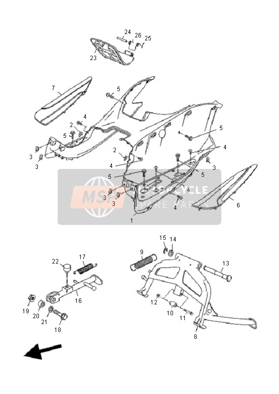 Yamaha YP250R X-MAX 2011 Stand & Footrest for a 2011 Yamaha YP250R X-MAX